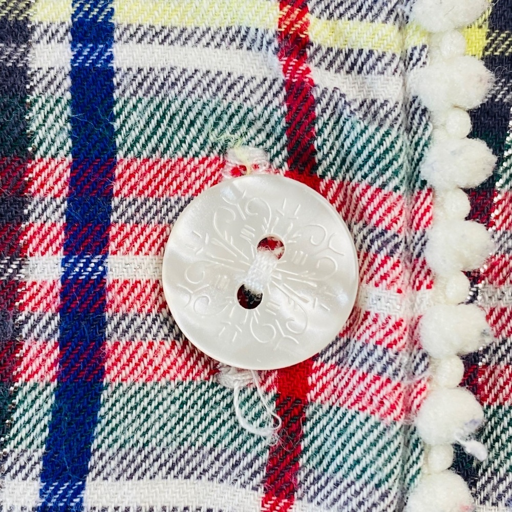 VICTORIA’S SECRET Plaid Pajama Silver Lurex Flannel 98% Cotton Pom Pom Trim L - Picture 11 of 13